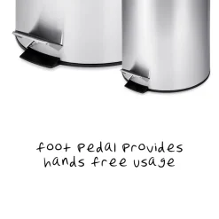 Honey Can Do Stainless Steel Step Trash Cans with Lid, Silver, 7.92 & 0.8 Gallon (TRS-01886)
