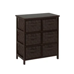 Honey Can Do Woven Strap 6 Drawer Chest with Wooden Frame, Espresso Black (TBL-03759)