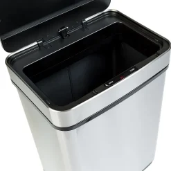 Honey-Can-Do Motion Sensor Steel Indoor Trash Can with Automatic Lid, 13.2 Gallon, Silver (TRS-08414)