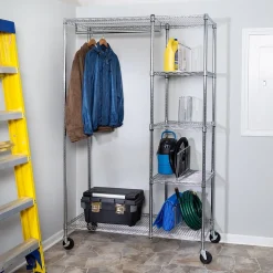 Honey-Can-Do Rolling Closet with Garment Bar and Shelves, 18