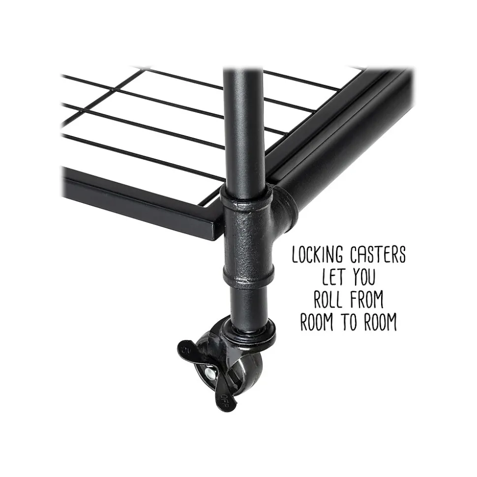 Honey-Can-Do 4-Shelf 63"H Steel Mobile Bookcase, Black (SHF-08838)