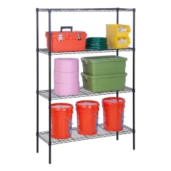 Honey-Can-Do 4-Shelf Metal Shelving Unit, 48"W, Black (SHF-05225)