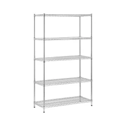Honey-Can-Do 5-Shelf Metal Unit, 42"W, Chrome (SHF-01441)