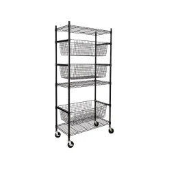 Honey-Can-Do 3-Shelf Steel Shelving Unit, 73.6" x 35.6" x 17.9", Black (SHF-09977)