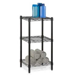 Honey-Can-Do Small 3-Tier Adjustable Storage Shelving Unit, 15"W, Black (SHF-09209)
