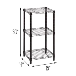 Honey-Can-Do Small 3-Tier Adjustable Storage Shelving Unit, 15