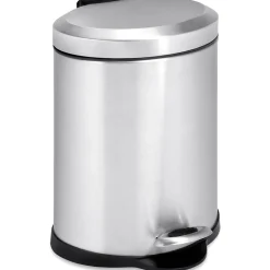 Honey-Can-Do Stainless Steel Oval Step Trash Can with Lid, Silver, 1.32 Gallon (TRS-01448)