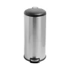 Honey-Can-Do Steel Indoor Round Soft-Close Trash Can with Hinged Lid, 7.92 Gallon, Silver (TRS-08994)