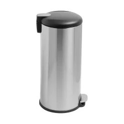 Honey-Can-Do Steel Indoor Round Soft-Close Trash Can with Hinged Lid, 7.92 Gallon, Silver (TRS-08994)