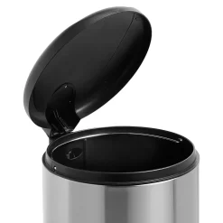 Honey-Can-Do Steel Indoor Round Soft-Close Trash Can with Hinged Lid, 7.92 Gallon, Silver (TRS-08994)