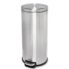 Honey-Can-Do Steel Indoor Round Step Can Trash Can with Hinged Lid, 7.92 Gallon, Silver (TRS-09074)