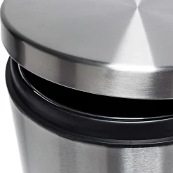 Honey-Can-Do Steel Indoor Round Step Can Trash Can with Hinged Lid, 7.92 Gallon, Silver (TRS-09074)