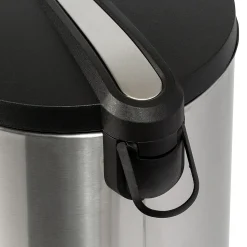 Honey-Can-Do Steel Indoor Round Step Trash Can with Hinged Lid, 7.92 Gallon, Silver (TRS-09075)