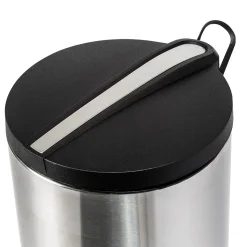 Honey-Can-Do Steel Indoor Round Step Trash Can with Hinged Lid, 7.92 Gallon, Silver (TRS-09075)
