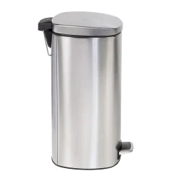 Honey-Can-Do Steel Indoor Step Trash Can with Hinged Lid, 7.92 Gallon, Silver (TRS-09330)