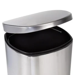 Honey-Can-Do Steel Indoor Step Trash Can with Hinged Lid, 7.92 Gallon, Silver (TRS-09330)