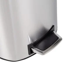 Honey-Can-Do Steel Indoor Step Trash Can with Hinged Lid, 7.92 Gallon, Silver (TRS-09330)