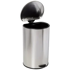 Honey-Can-Do Steel Indoor Semi-Round Step Trash Can with Hinged Lid, 10.56 Gallon, Silver (TRS-09332)
