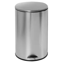 Honey-Can-Do Steel Indoor Semi-Round Step Trash Can with Hinged Lid, 10.56 Gallon, Silver (TRS-09332)