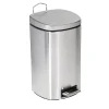 Honey-Can-Do Steel Indoor Square Step Trash Can with Hinged Lid, 3.17 Gallon, Silver (TRS-09327)