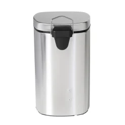 Honey-Can-Do Steel Indoor Square Step Trash Can with Hinged Lid, 3.17 Gallon, Silver (TRS-09327)