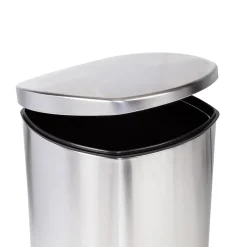 Honey-Can-Do Steel Indoor Square Soft-Close Step Trash Can with Hinged Lid, 13.2 Gallon, Silver (TRS-09335)