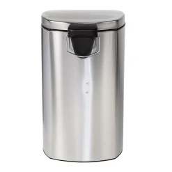 Honey-Can-Do Steel Indoor Square Soft-Close Step Trash Can with Hinged Lid, 13.2 Gallon, Silver (TRS-09335)