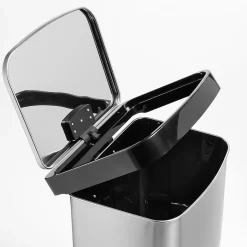 Honey-Can-Do Steel Indoor Square Step Trash Can with Hinged Lid, 13.2 Gallon, Silver (TRS-08993)