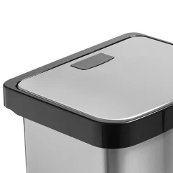 Honey-Can-Do Steel Indoor Square Step Trash Can with Hinged Lid, 13.2 Gallon, Silver (TRS-08993)
