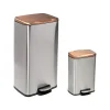 Honey-Can-Do Steel Indoor Trash Can Set with Hinged Lid, 7.92 & 1.32 Gallon, Rose Gold (TRS-09325)