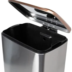 Honey-Can-Do Steel Indoor Trash Can Set with Hinged Lid, 7.92 & 1.32 Gallon, Rose Gold (TRS-09325)