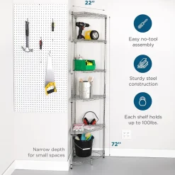 Honey-Can-Do 6-Tier Compact Triangle Corner Shelving Unit, Chrome (SHF-10025)