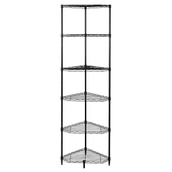 Honey-Can-Do 6-Tier Compact Triangle Corner Shelving Unit, Black (SHF-10005)