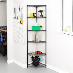 Honey-Can-Do 6-Tier Compact Triangle Corner Shelving Unit, Black (SHF-10005)
