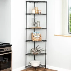 Honey-Can-Do 6-Tier Compact Triangle Corner Shelving Unit, Black (SHF-10005)