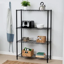Honey-Can-Do 4-Tier 250lb. Capacity Shelving Unit, Black (SHF-01908)