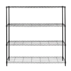 Honey-Can-Do 4-Tier Slim Profile Wide Shelving Unit, Black (SHF-10003)