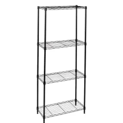 Honey-Can-Do 4-Tier Slim Profile Shelving Unit, 56" x 24" x 10", Black (SHF-10002)