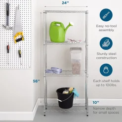 Honey-Can-Do 4-Tier Slim Profile Shelving Unit, Chrome (SHF-10022)