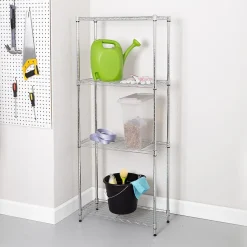 Honey-Can-Do 4-Tier Slim Profile Shelving Unit, Chrome (SHF-10022)