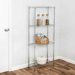 Honey-Can-Do 4-Tier Slim Profile Shelving Unit, Chrome (SHF-10022)