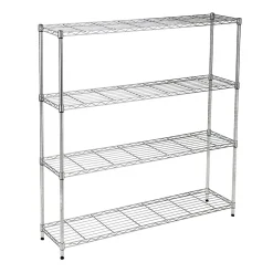Honey-Can-Do 4-Tier Slim Profile Wide Shelving Unit, 48" x 10" x 48", Chrome (SHF-10023)