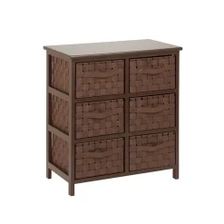 Honey-Can-Do Woven Strap 6 Drawer Storage Chest with Wooden Frame, Java Brown (TBL-03758)