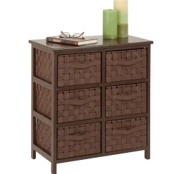 Honey-Can-Do Woven Strap 6 Drawer Storage Chest with Wooden Frame, Java Brown (TBL-03758)