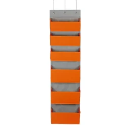 Household Essentials 6 Pocket Plastic/Poly Over the Door Hanging Organizer, 57" x 15" x 7", Orange (2168-1)