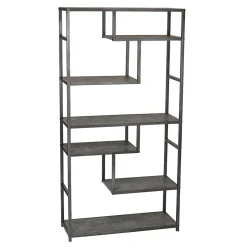Household Essentials 65"H 6-Shelf Bookcase, Slate Faux Concrete (8090-1)