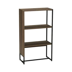 Household Essentials Wrap 41.5" 3-Shelf Bookcase, Brown/Black Laminate/Steel (8260-1)
