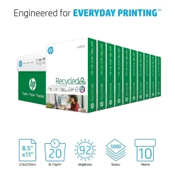 HP 30% Recycled 8.5" x 11" Multipurpose Paper, 20 lbs., 92 Brightness, 5000 Sheets/Carton (HPE1120)