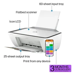 HP DeskJet 2855e Wireless All-in-One Color Inkjet Printer, Scanner, Copier, Best for Home, 3 Months of Ink Included (588S5A)