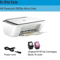 HP DeskJet 2855e Wireless All-in-One Color Inkjet Printer, Scanner, Copier, Best for Home, 3 Months of Ink Included (588S5A)